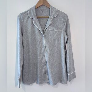 Amazon Essentials Heather Gray Long Sleeve Button Front Pajama Shirt Size XS NWT